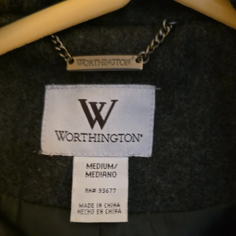 Worthington Gray Pea Coat Timeless Design Womans Size Med - Picture 6 of 12